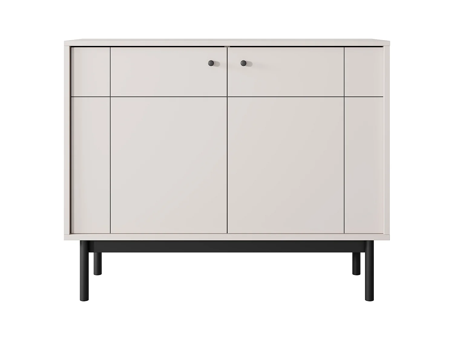Commode : 2 Portes, 4 Étagères, Cachemire, Pieds Noir, 103,5 x 83,5 x 39 cm