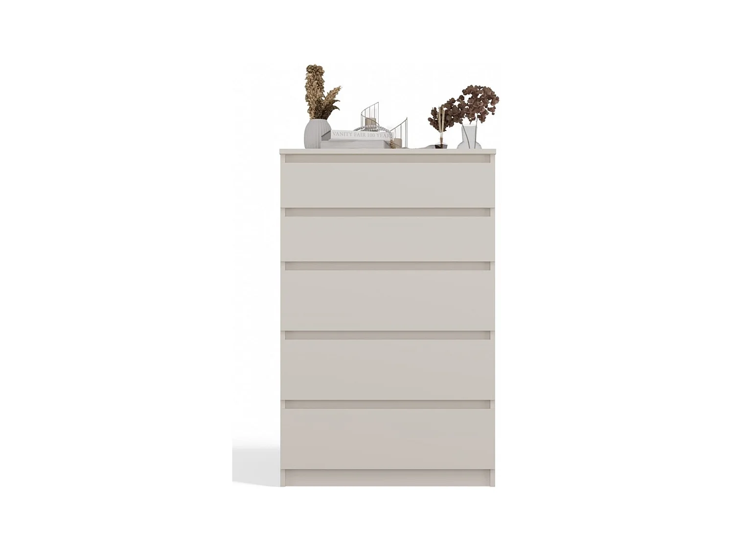 Kommode: 5 Schubladen, Kaschmir, 40 x 101 x 70 cm