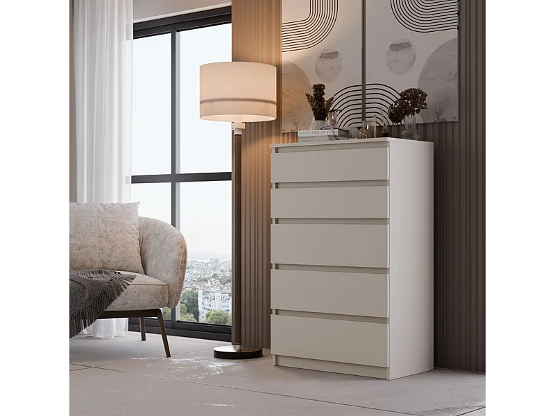 Kommode: 5 Schubladen, Kaschmir, 40 x 101 x 70 cm