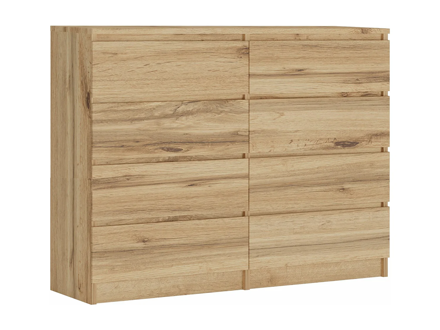 Commode 8 Tiroirs : Chêne Wotan, 120 x 101 x 39 cm