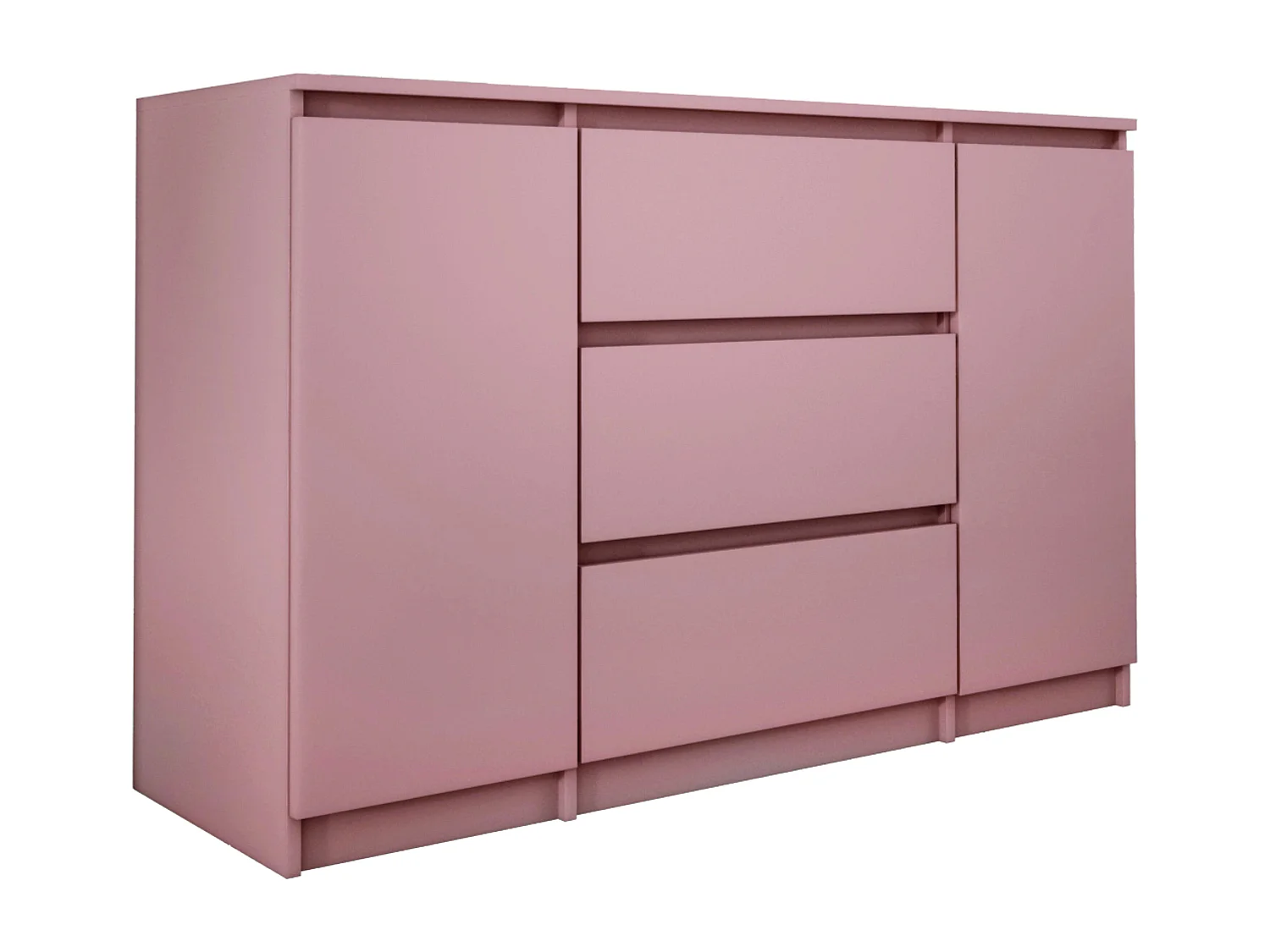 Cómoda de 2 puertas y 3 cajones, 120 x 78 x 39 cm, color: rosa