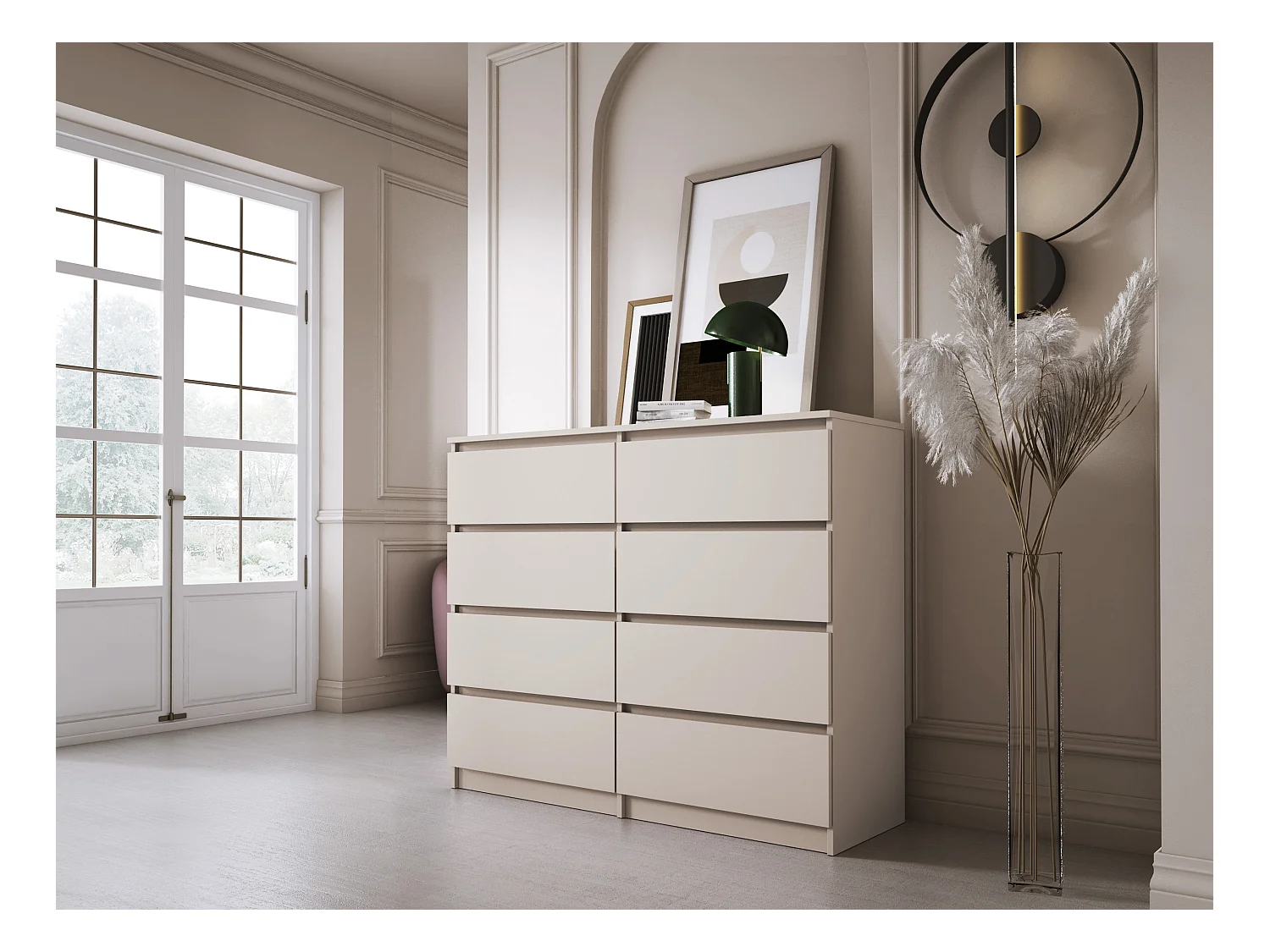 Cómoda: 8 cajones, cachemir, 120 x 102 x 39 cm