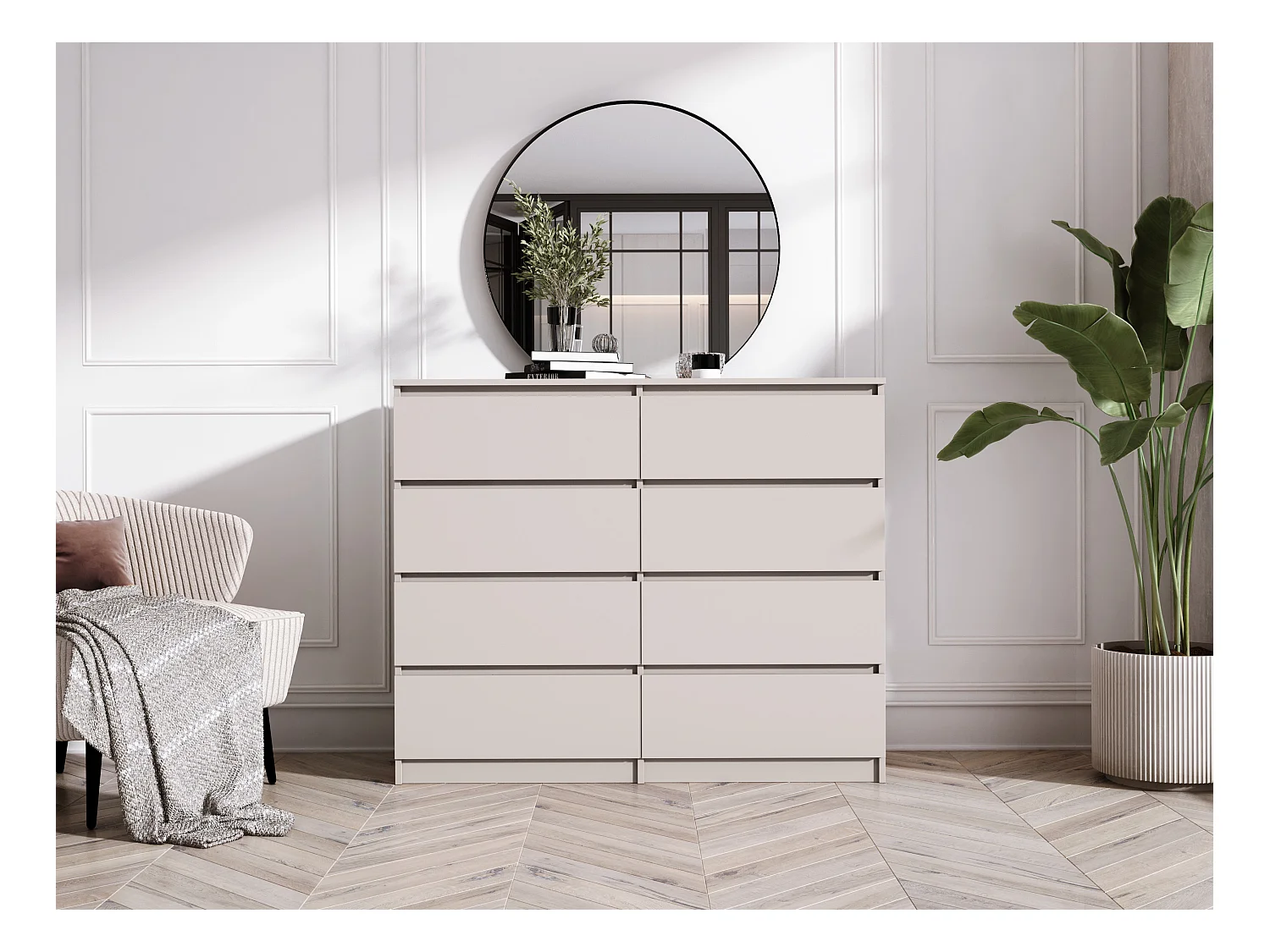 Cómoda: 8 cajones, cachemir, 120 x 102 x 39 cm