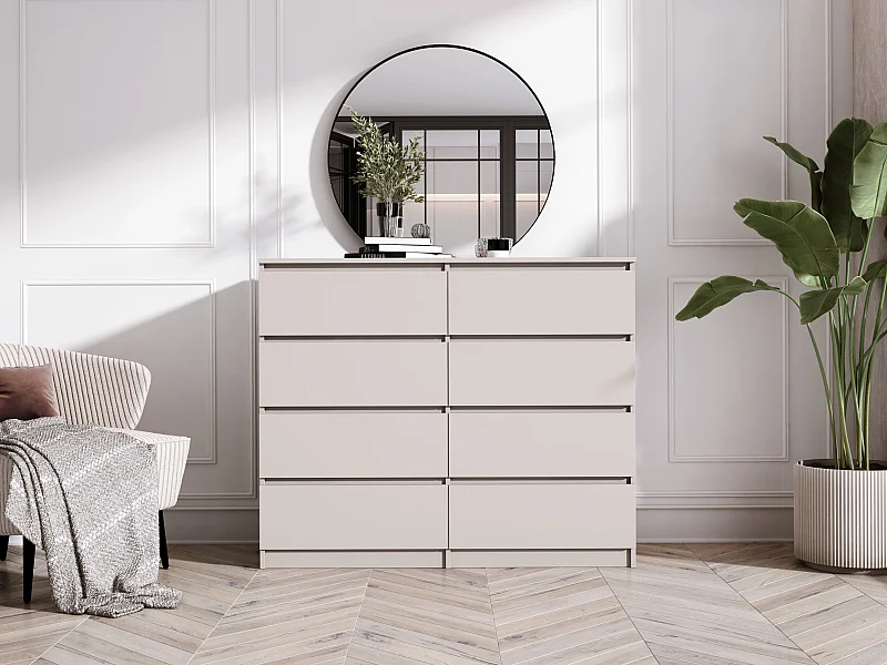 Commode : 8 tiroirs, cachemire, 120 x 102 x 39 cm