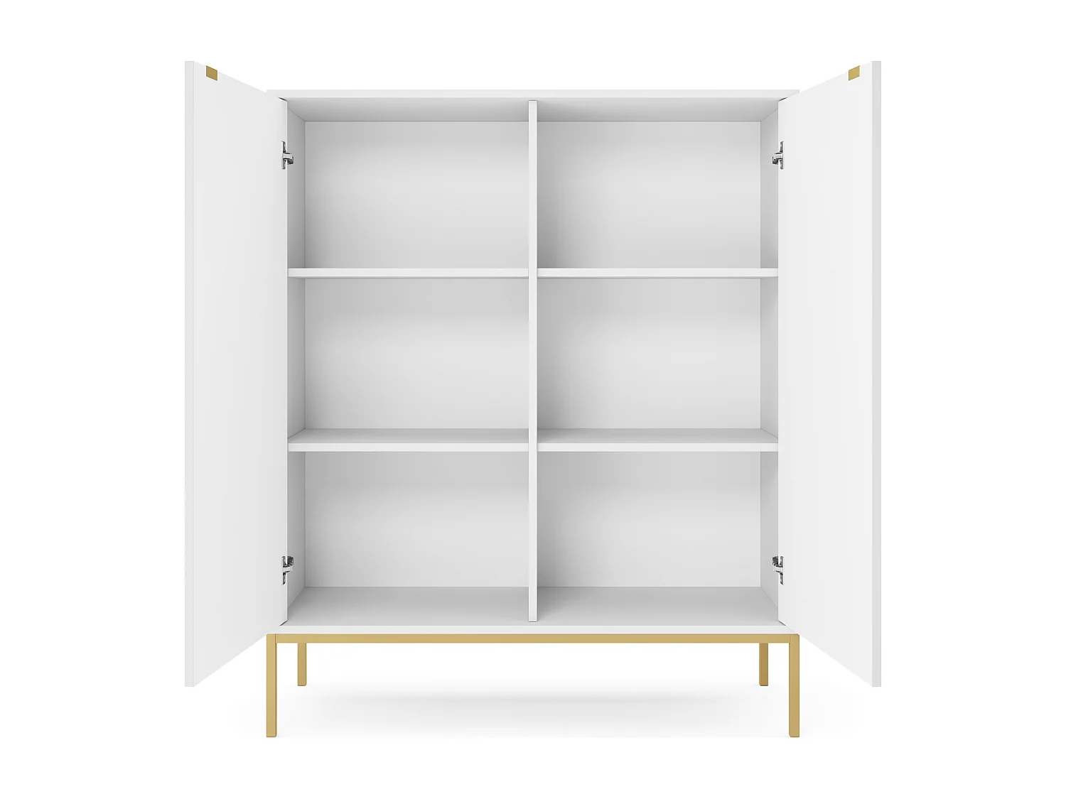 Cômoda: 2 Portas, Branco, dourado, 104 x 125 x 39 cm, puxadores dourados