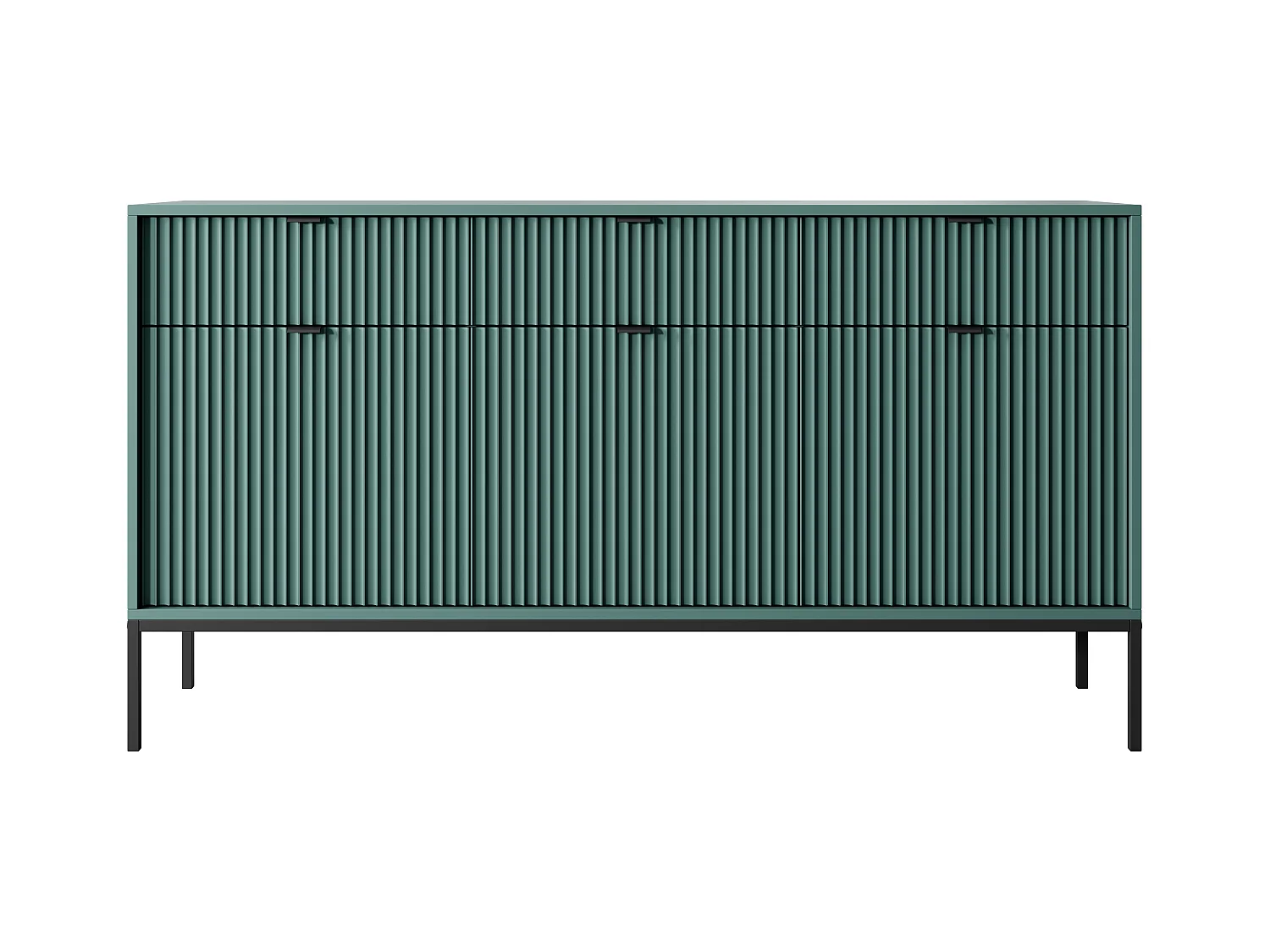 Commode : 3 Tiroirs, 3 Portes, labrador, Noir, 154 x 83 x 39 cm, poignées Noires