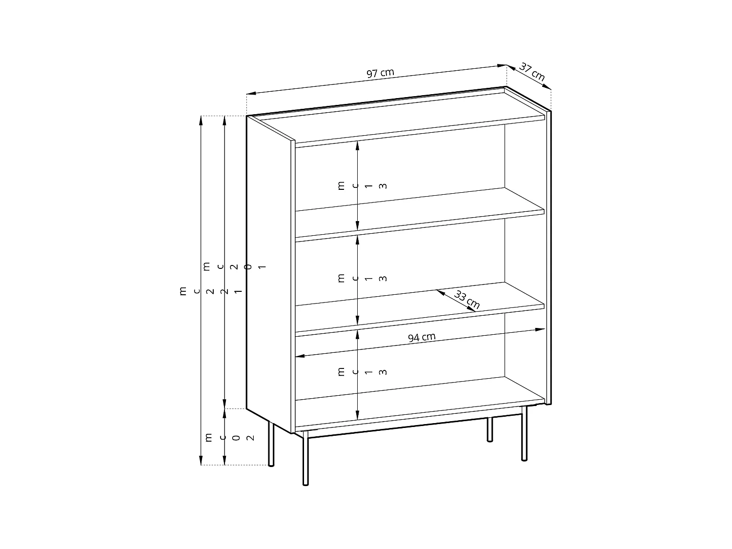 Komoda, Korpus i Front: Kaszmir, GÓRA: Dąb Linea, 97 x 122 x 37 cm