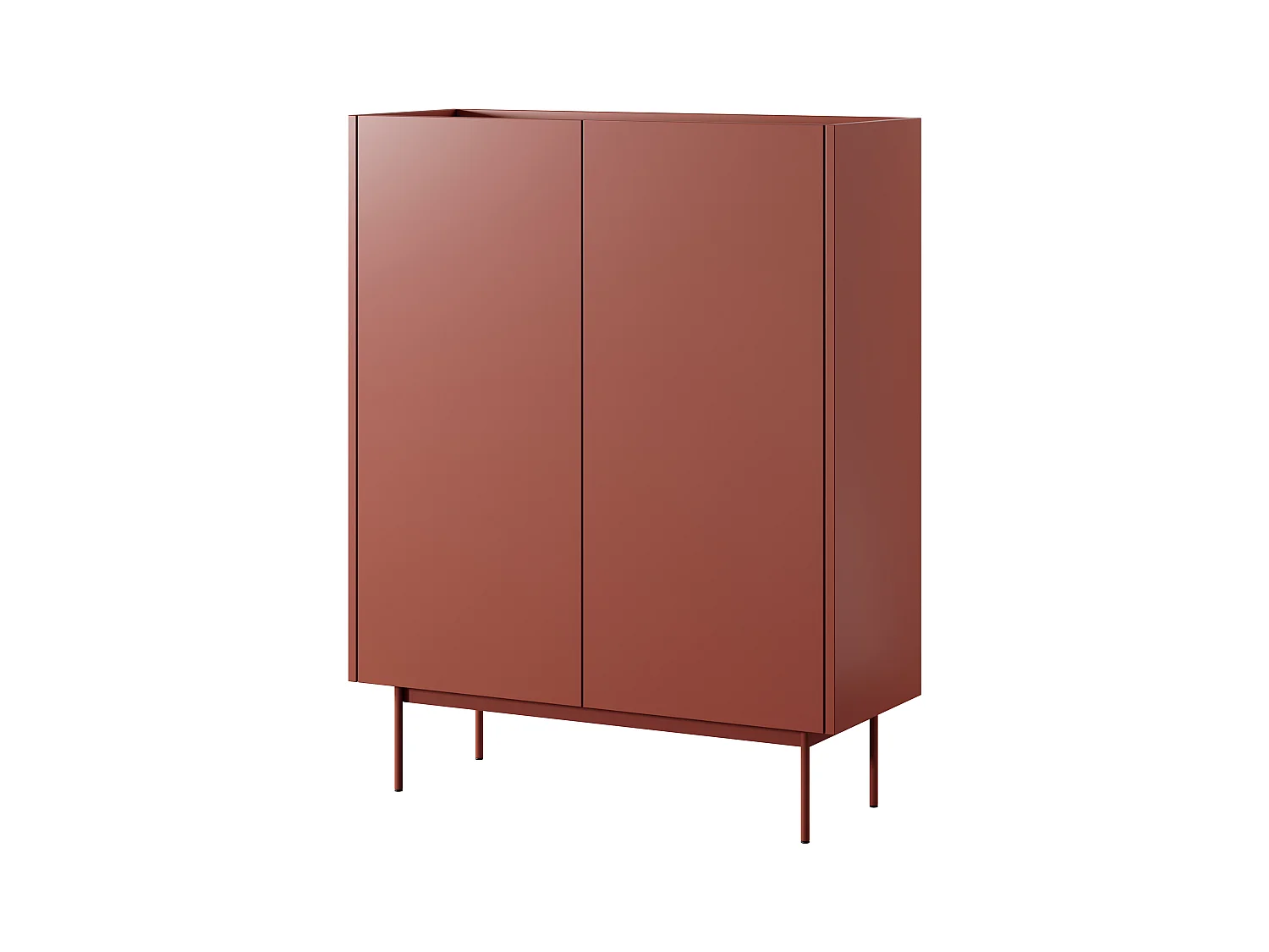 Commode, Corps Et Façade: Brique, TOP: Chêne Linea, 97 x 122 x 37 cm