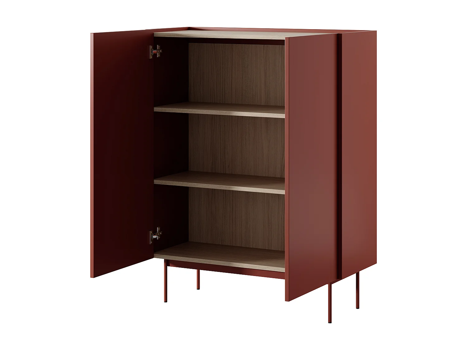 Commode : Brique, TOP: Chêne Linea, 97 x 122 x 37 cm