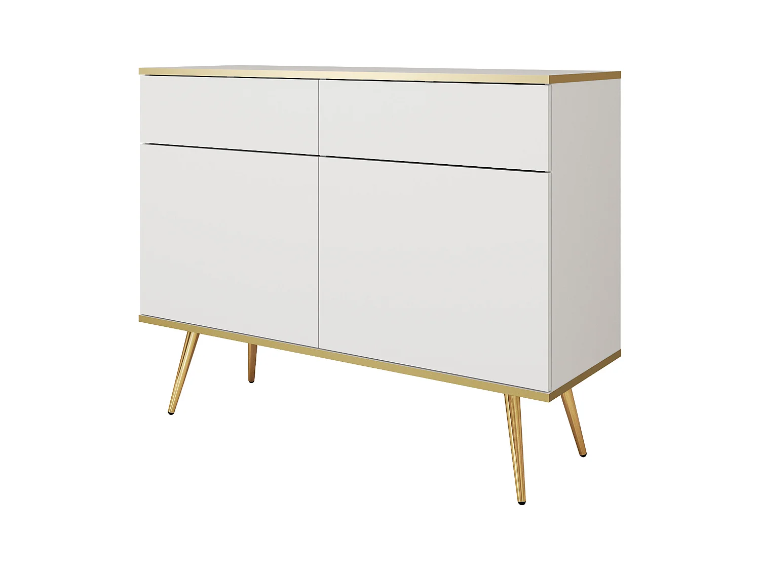 Commode : Blanc, pieds dorés, 107 x 85 x 39 cm