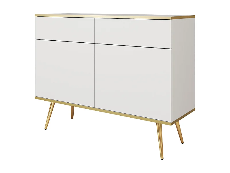 Cômoda: Branca, pernas douradas, 107 x 85 x 39 cm