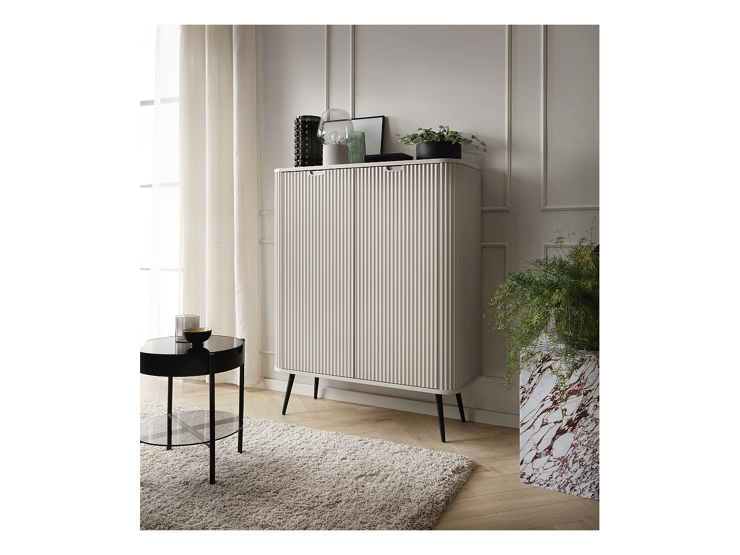 Cassettiera in cashmere, gambe: Nero, 103 x 129 x 39 cm