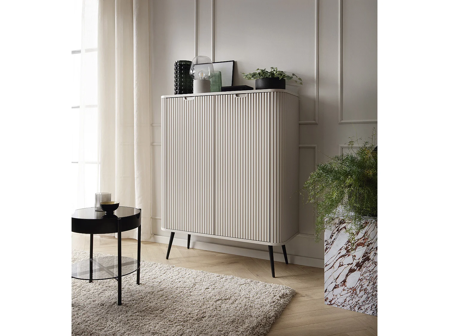 Commode Cachemire, pieds: Noir, 103 x 129 x 39 cm