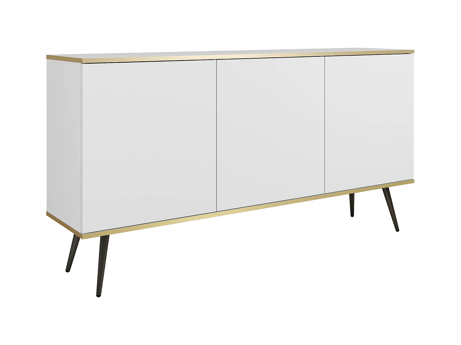 Kommode: Weiß, schwarze Beine, 160 x 85 x 39 cm