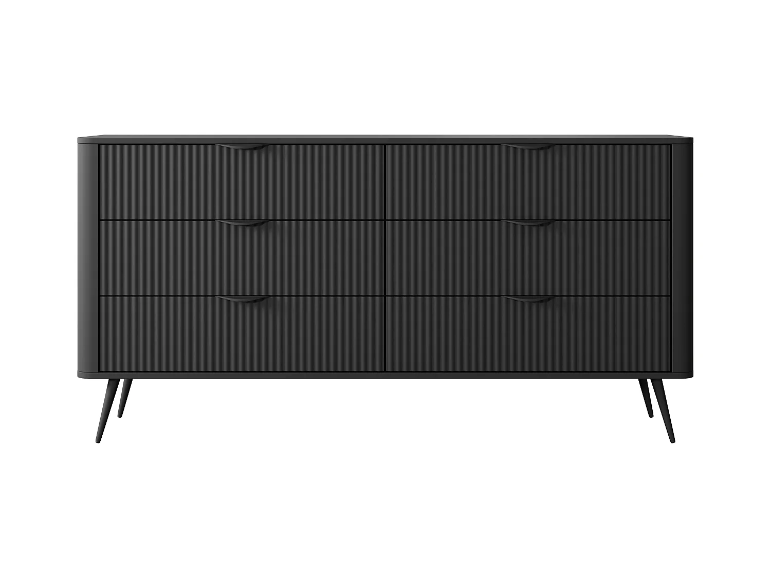 Commode : 6 Tiroirs, Noir, 163,2 X 81,2 X 38cm