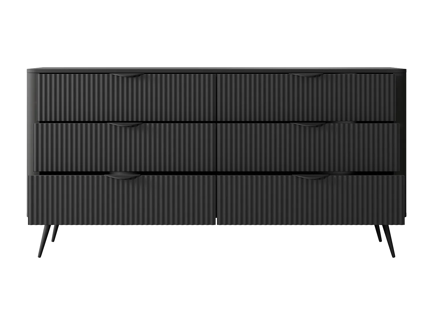 Commode : 6 Tiroirs, Noir, 163,2 X 81,2 X 38cm