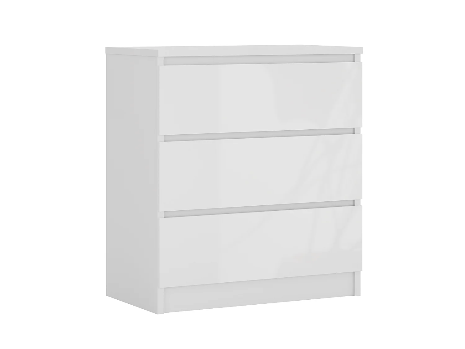 Komoda z 3 szufladami: biała matowa / biała błyszcząca, 70 x 39 x 79 cm