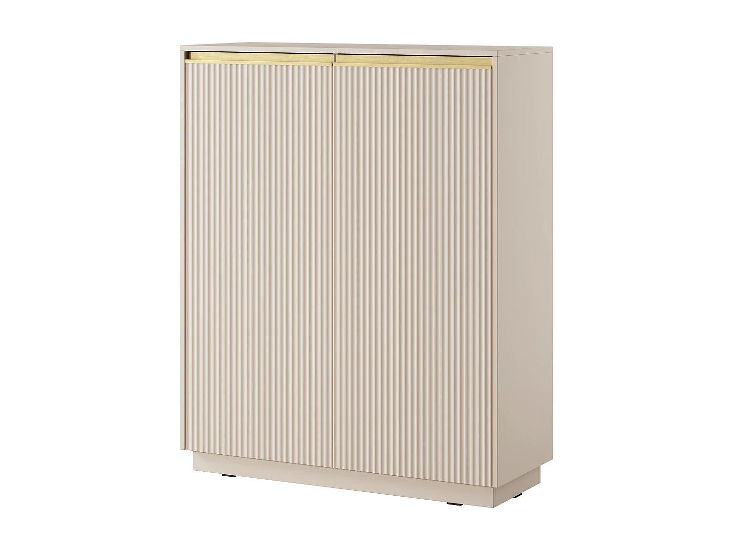 Commode : 2 portes, 6 étagères, Beige sable, 103,5 x 127 x 39 cm