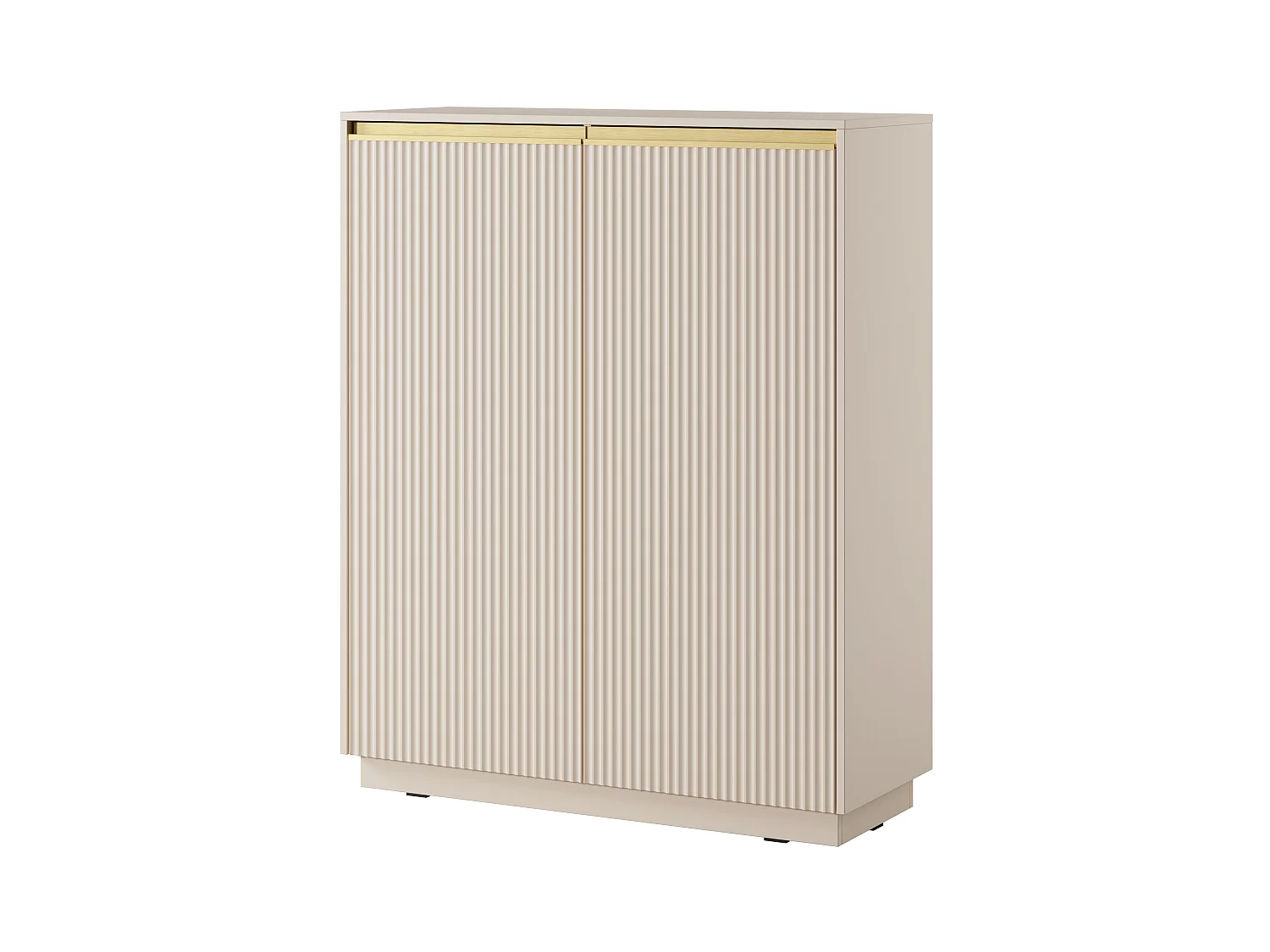 Commode : 2 portes, 6 étagères, Beige sable, 103,5 x 127 x 39 cm
