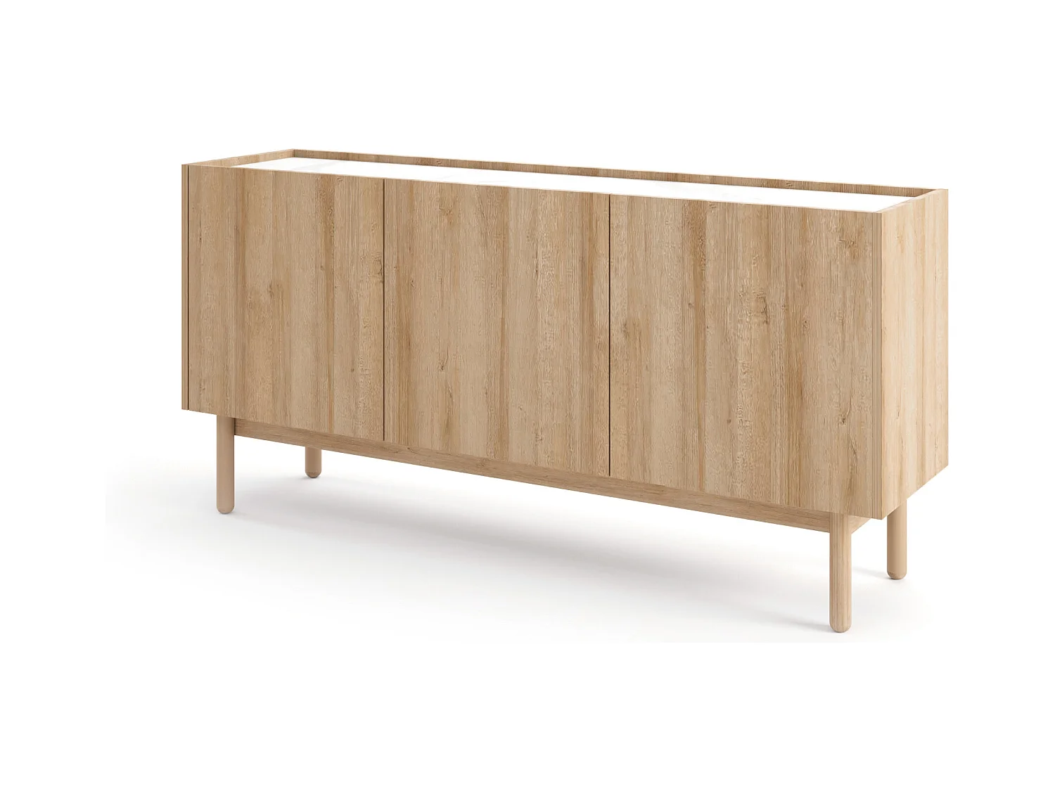 Cajonera: 3 puertas, 6 estantes, Roble Riviera, 144 x 68 x 37 cm