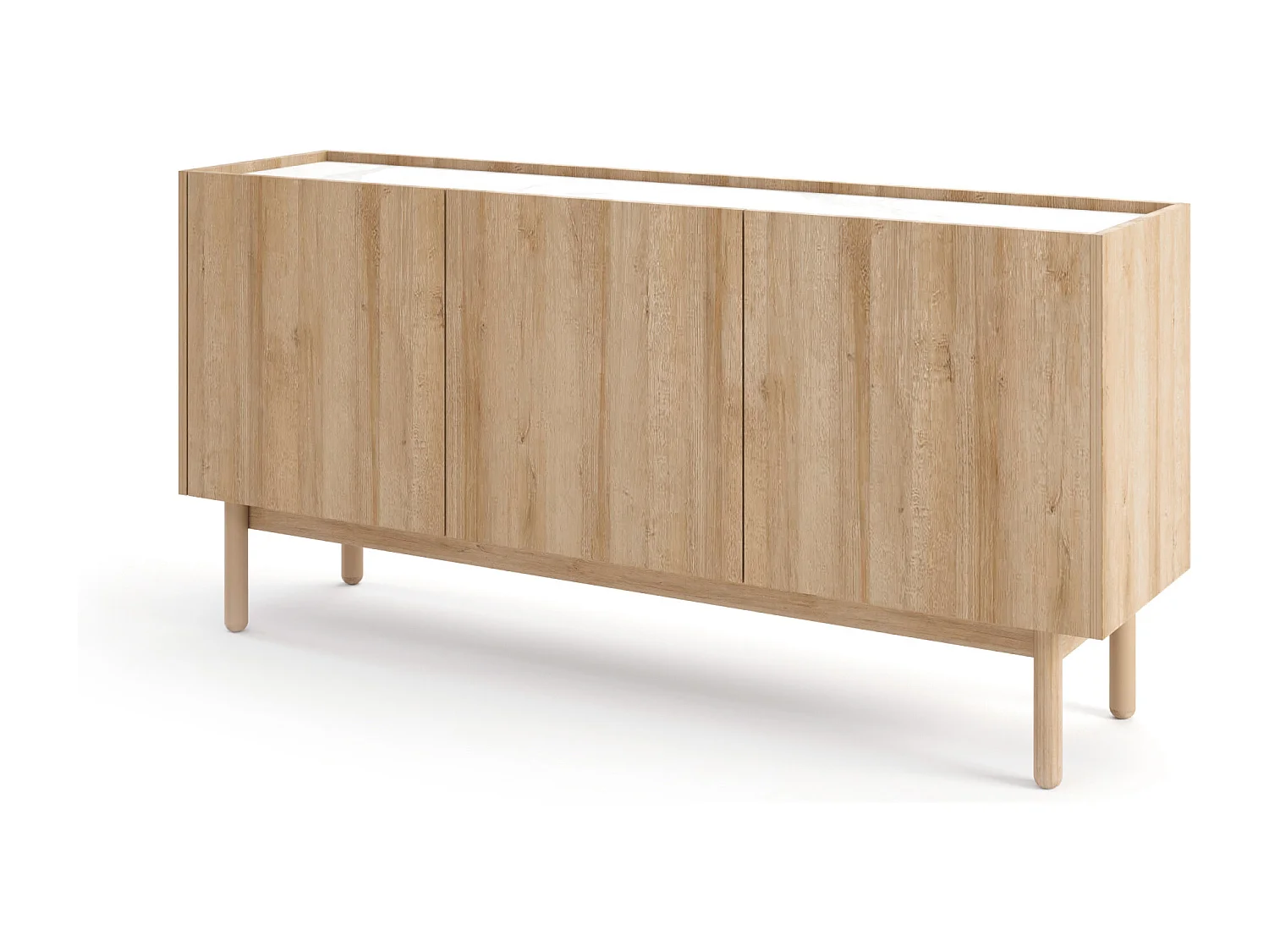 Ladekast: 3 deuren, 6 planken, Riviera eiken, 144 x 68 x 37 cm