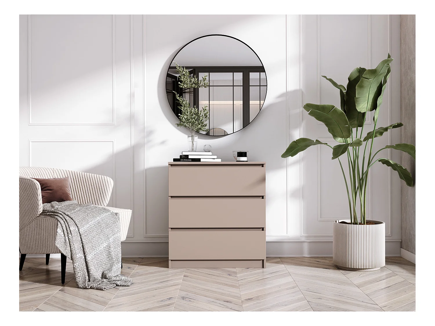 Ladekast: 3 lades, karamel, 70 x 79 x 39 cm