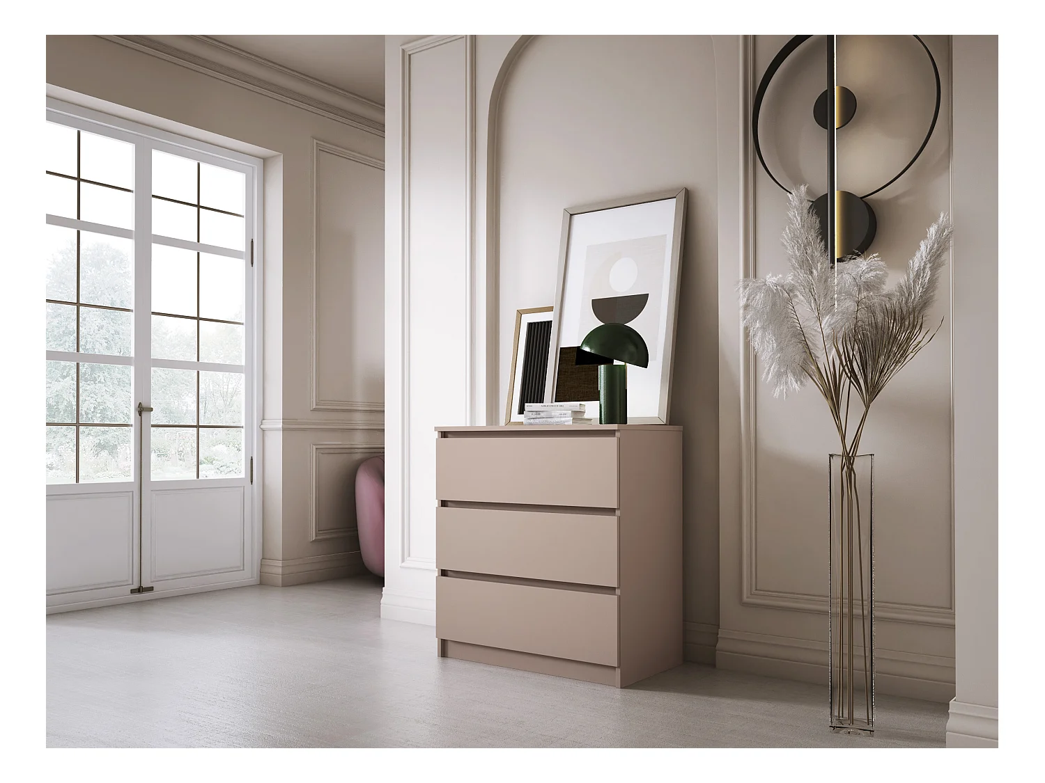 Ladekast: 3 lades, karamel, 70 x 79 x 39 cm