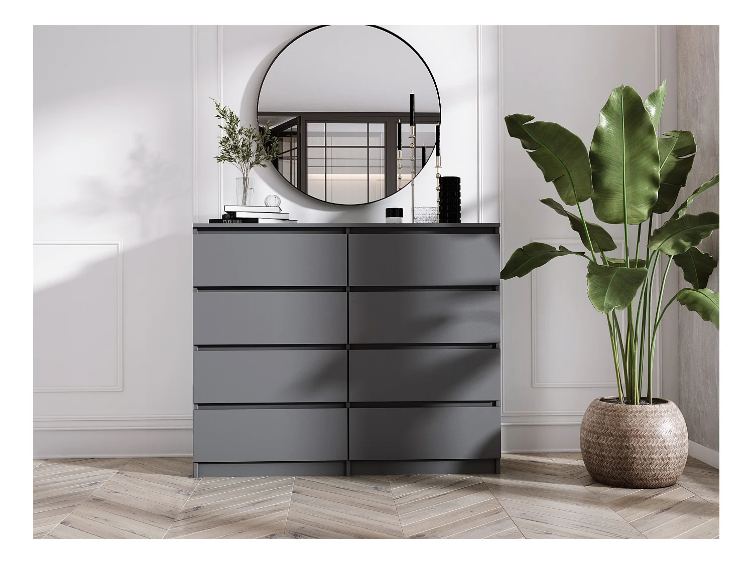 Komoda z 8 szufladami: Antracyt, 120 x 101 x 39 cm