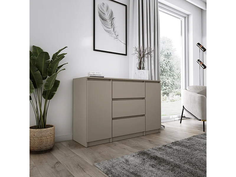 Commode 2 portes 3 tiroirs, 120 x 78 x 39 cm, couleur: brun