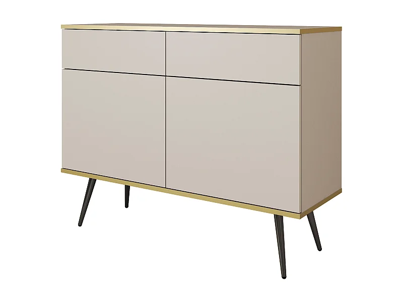 Kommode: Beige, schwarze Beine, 107 x 85 x 39 cm