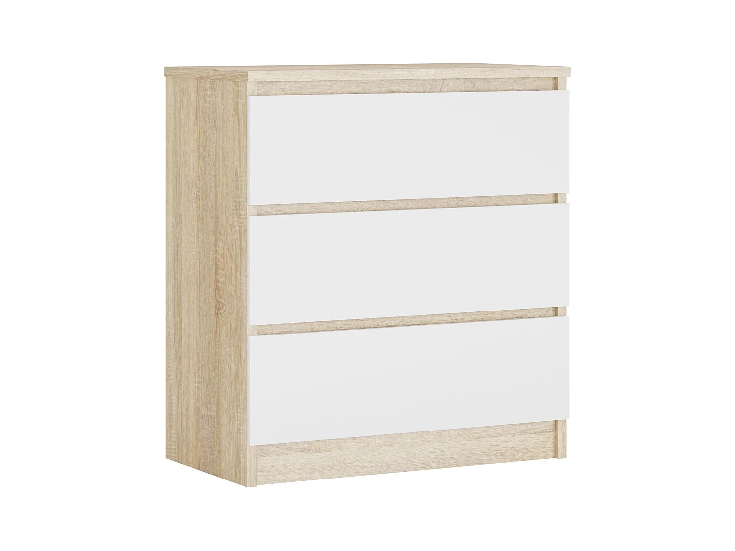 Kommode mit 3 Schubladen: Sonoma-Eiche/Weiß, 70 x 39 x 79 cm