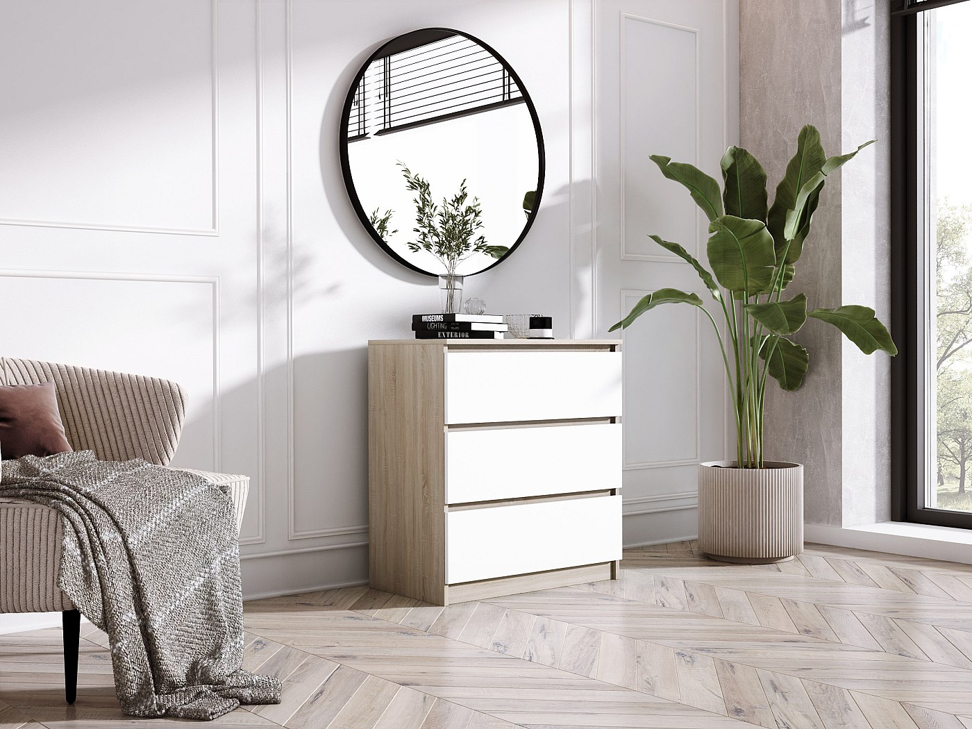 Lage dressoir - 140 x 38,5 x 82,5 cm - Opbergmeubel - met 2 deuren - MDF - grijs