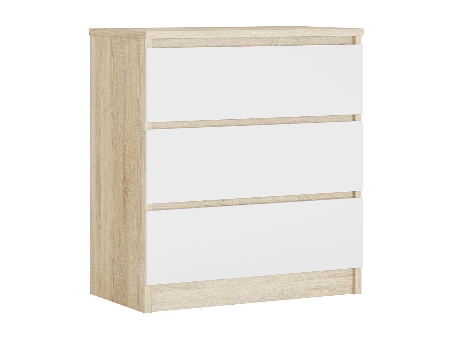Commode 3 Tiroirs : Chêne Sonoma / Blanc, 70 x 39 x 79 cm