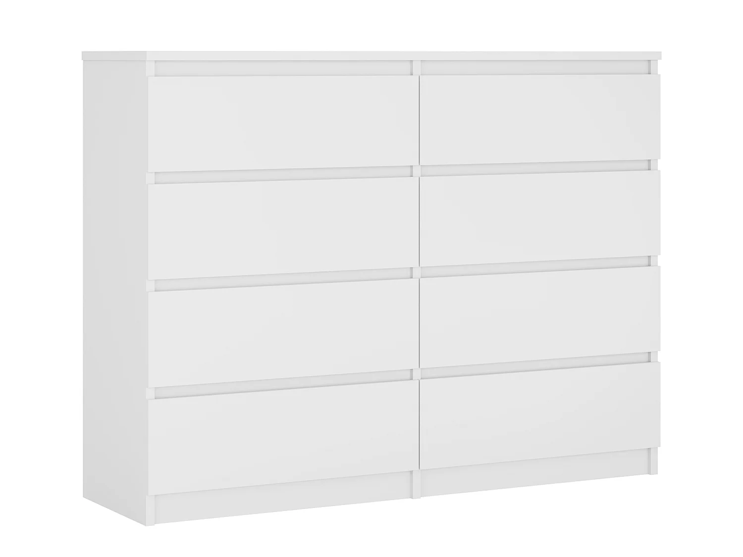 Commode 8 tiroirs : Blanc Mat, 120 x 39 x 101 cm