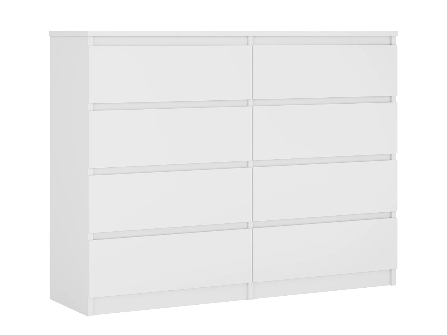 Cómoda de 8 cajones: blanco mate, 120 x 39 x 101 cm