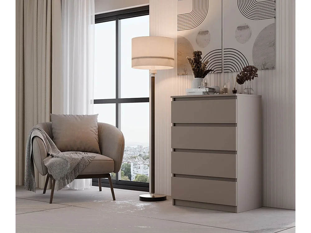 Commode : 4 Tiroirs, Argile, 40 X 97 X 70 Cm