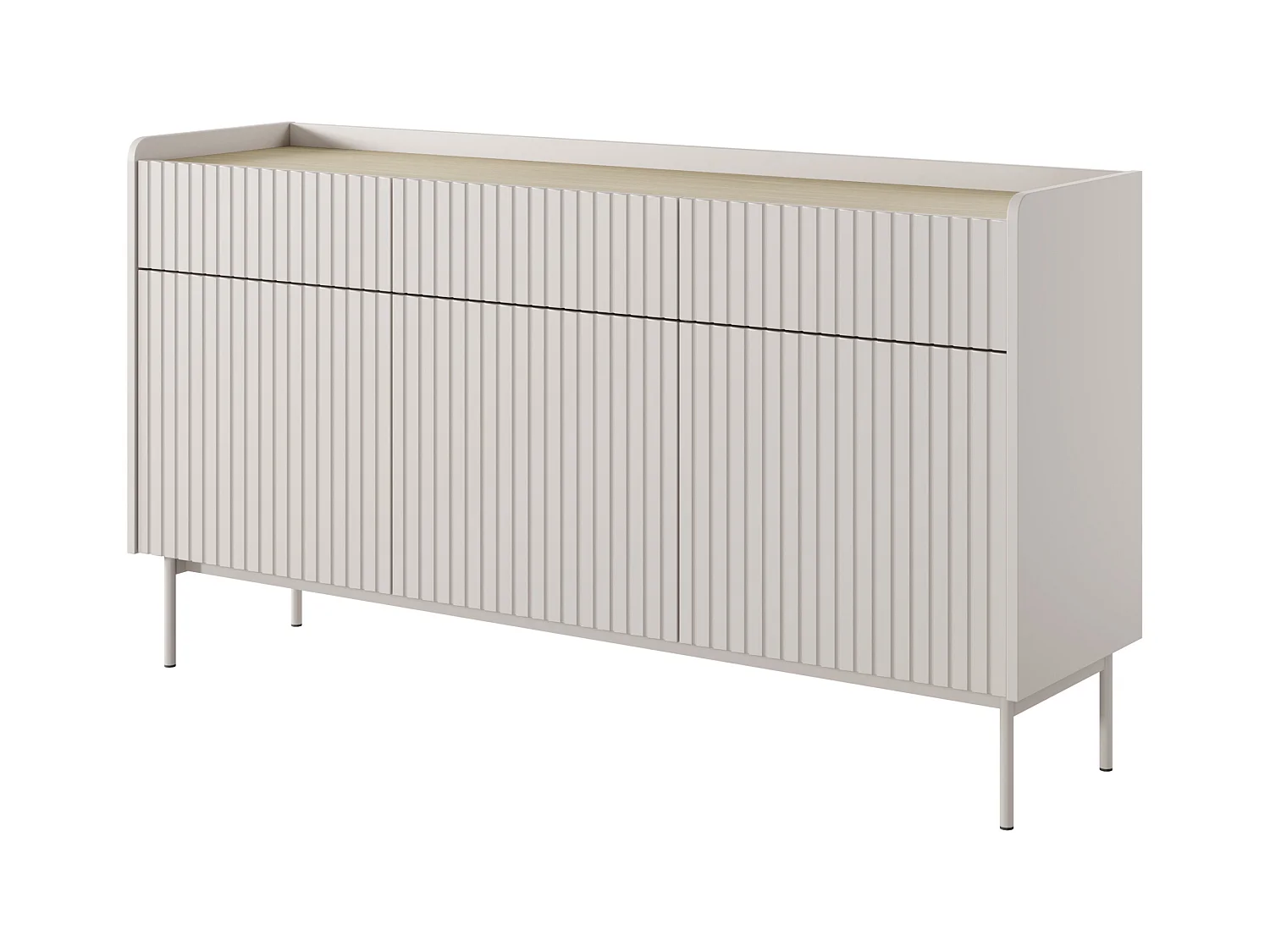 Komoda: 3 szuflady, 3 drzwi, kaszmir, 153 x 82,2 x 38 cm