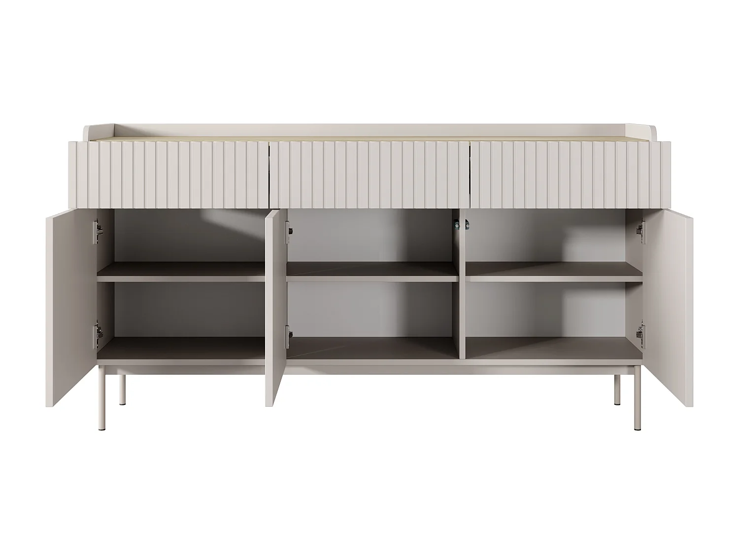 Commode : 3 Tiroirs, 3 Portes, Cachemire, 153 X 82.2 X 38cm