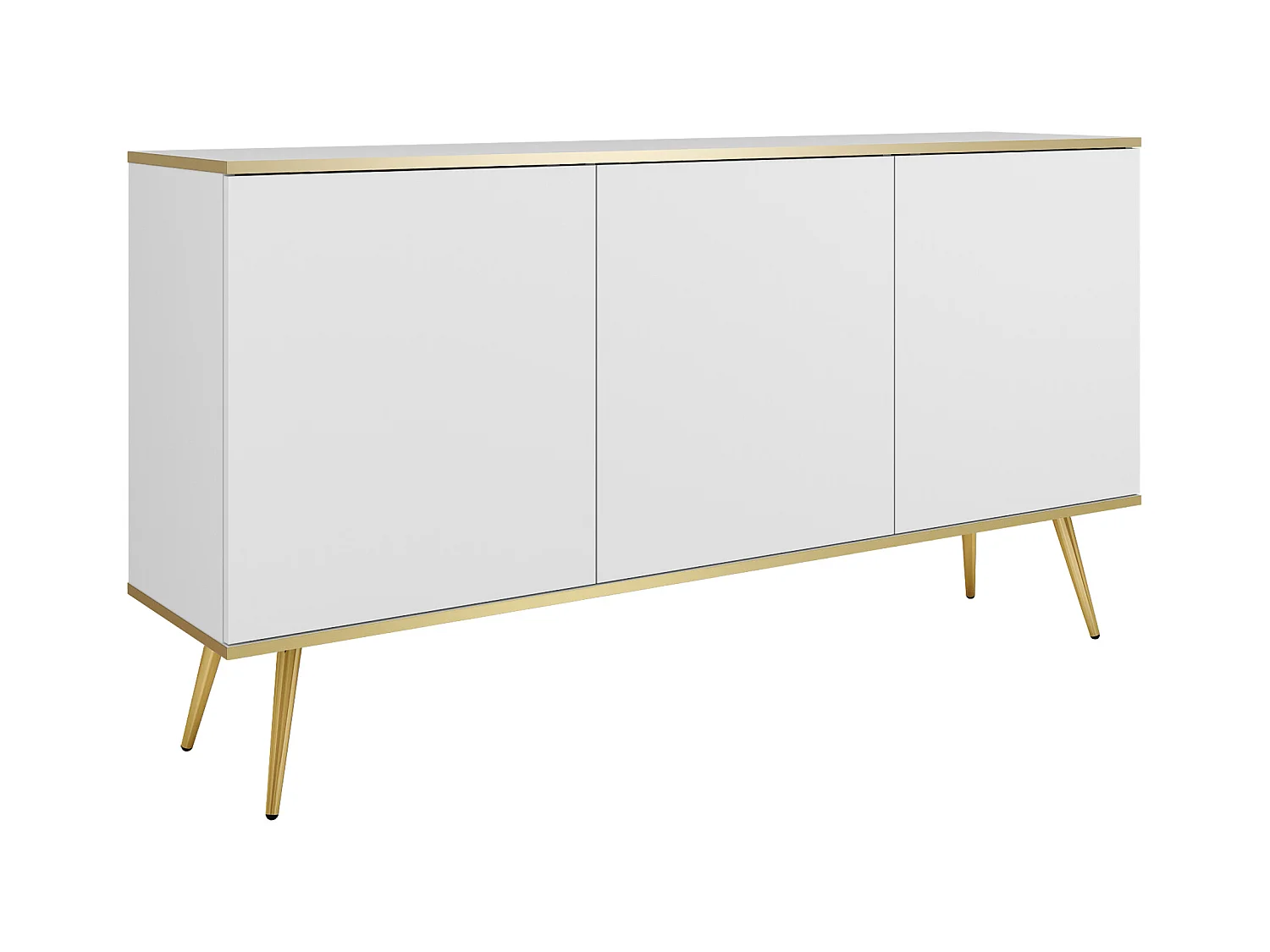 Commode : Blanc, pieds dorés, 160 x 85 x 39 cm