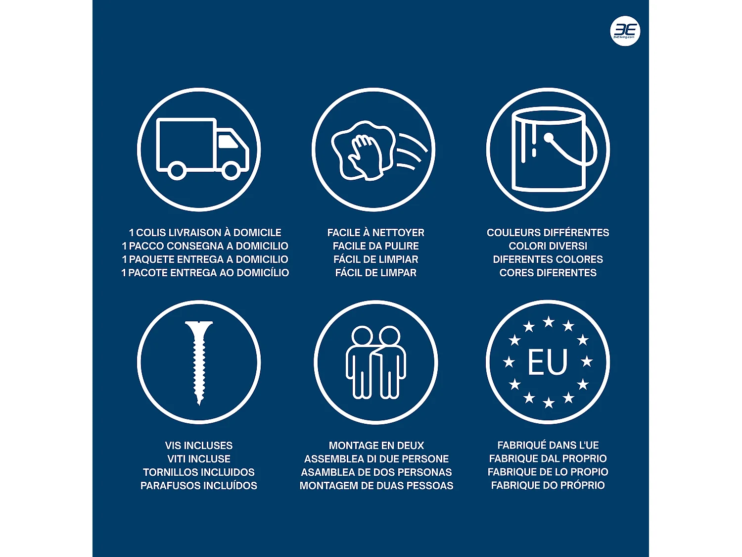 Commode 3 Tiroirs, Noir Mat / Noir Brillant, 70 x 39 x 79 cm