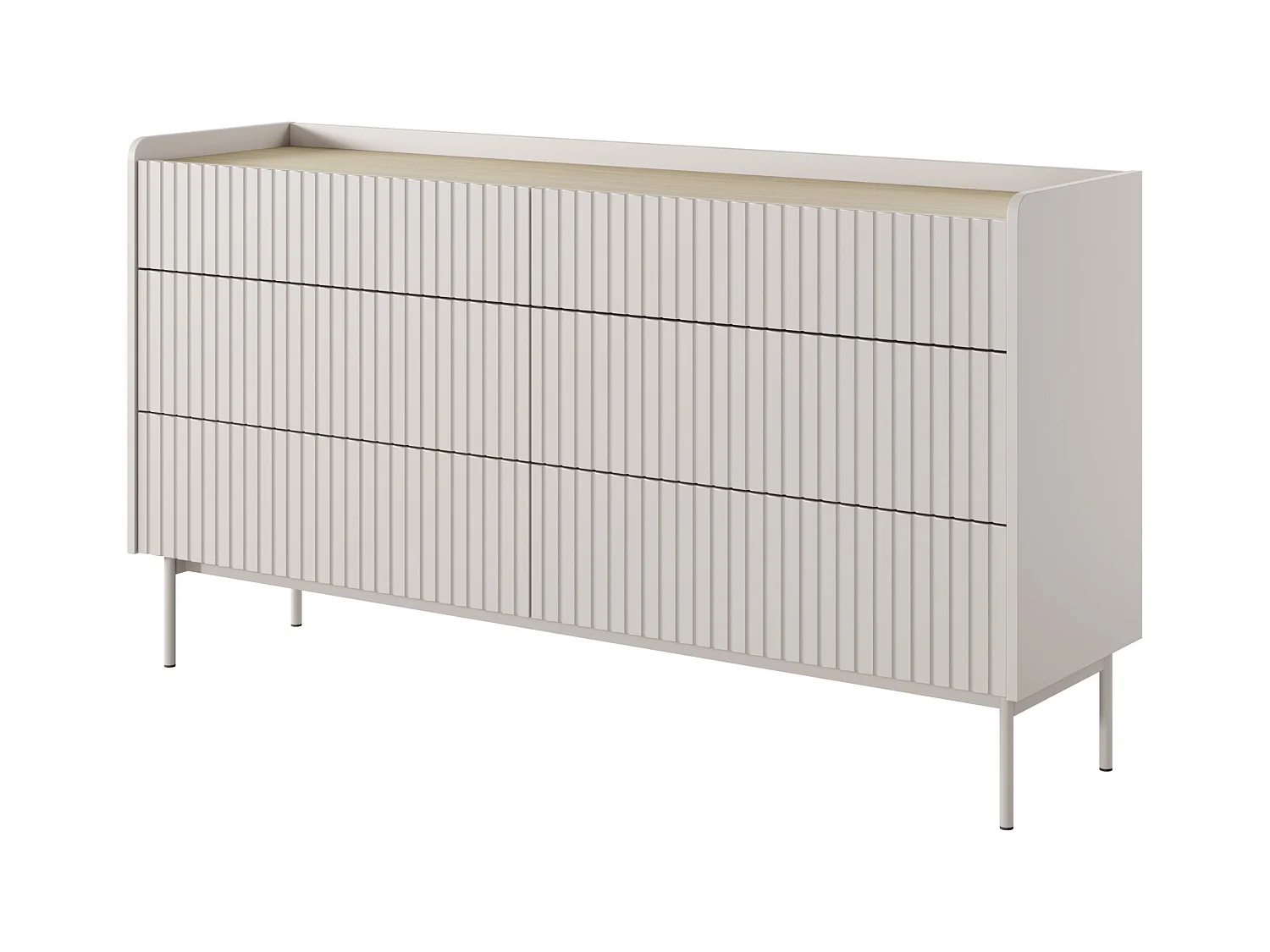 Cassettiera: 6 Cassetti, Cashmere, 153 x 82,2 x 38 cm