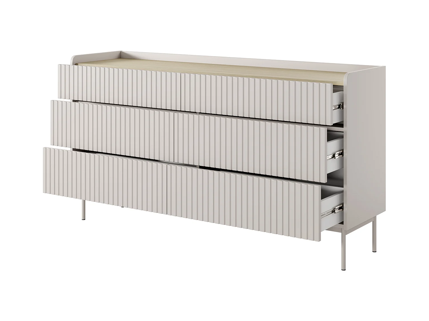 Cassettiera: 6 Cassetti, Cashmere, 153 x 82,2 x 38 cm