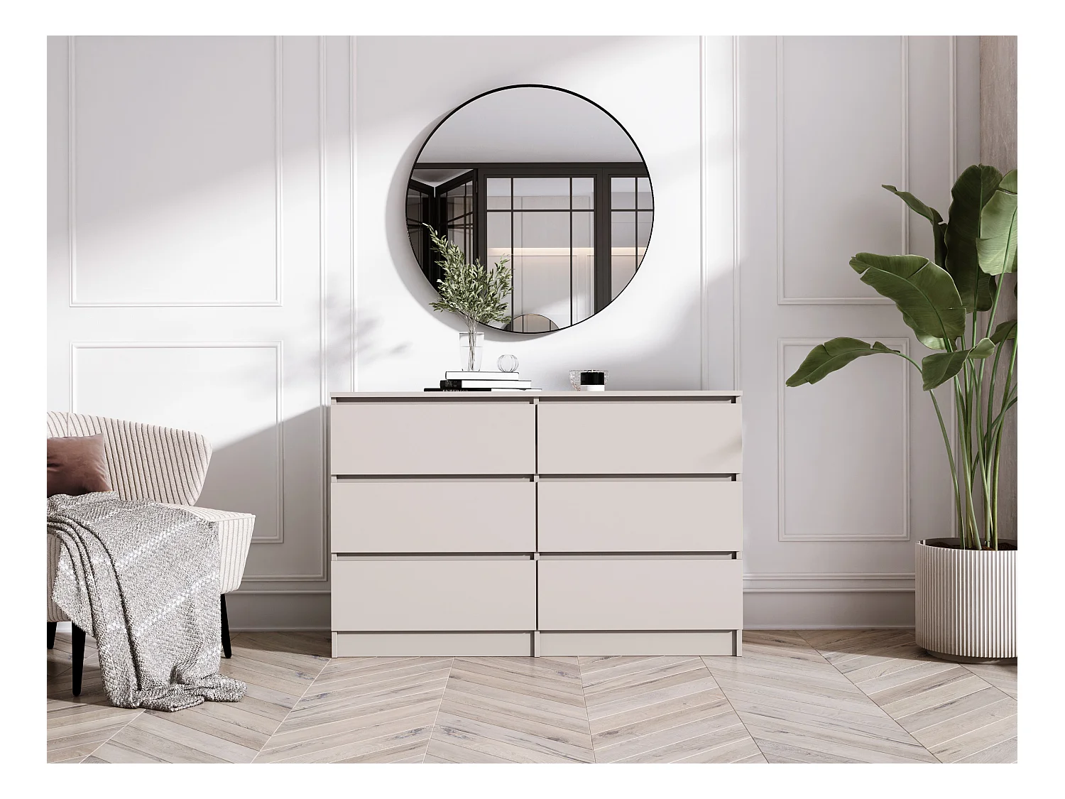 Cómoda: 6 cajones, cachemir, 120 x 79 x 39 cm