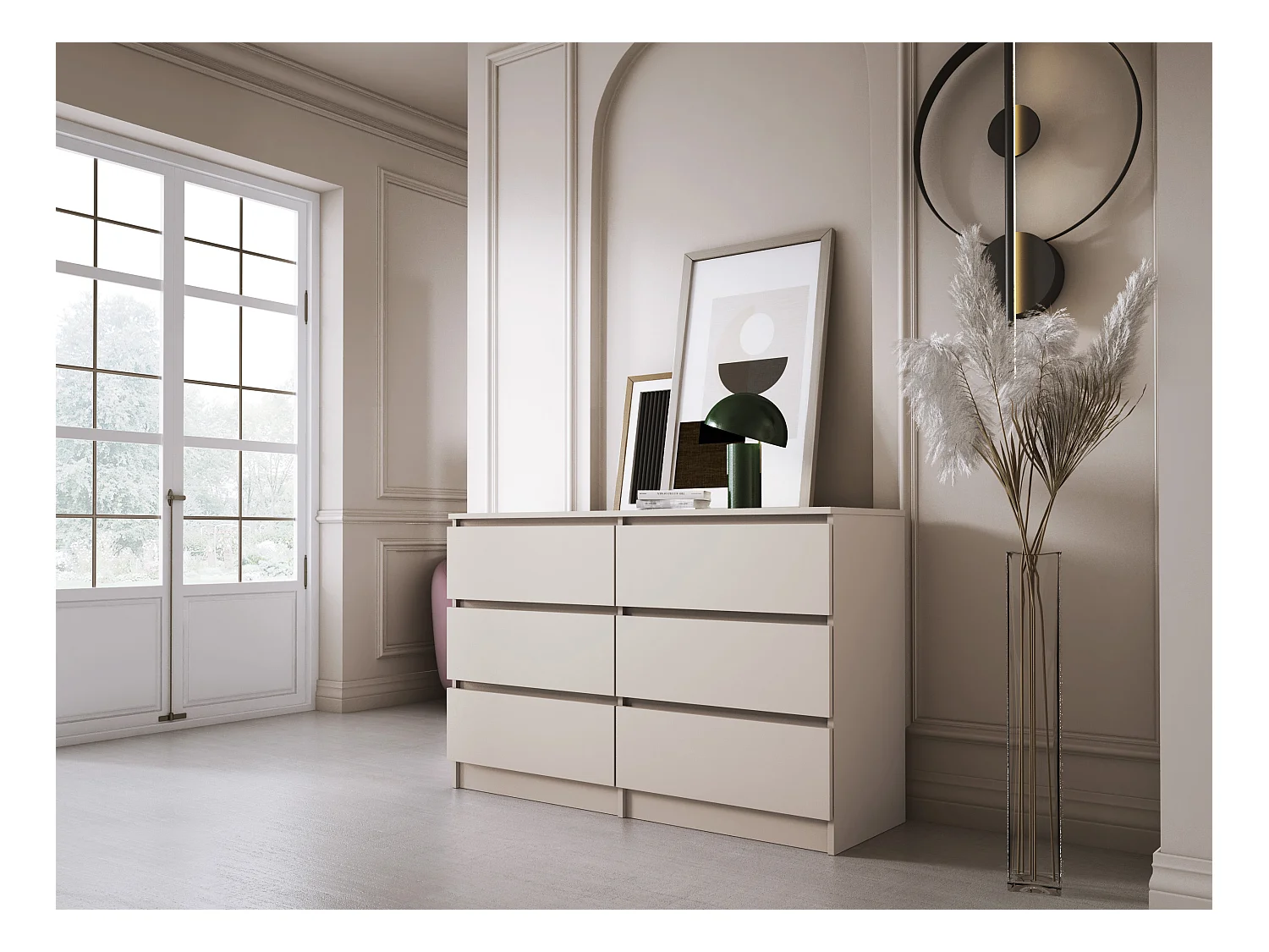 Cómoda: 6 cajones, cachemir, 120 x 79 x 39 cm