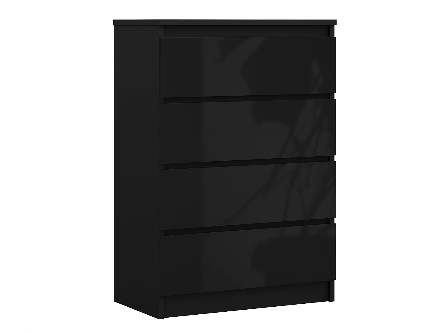 Ladekast met 4 lades, matzwart/glanzend zwart, 70 x 39 x 101 cm