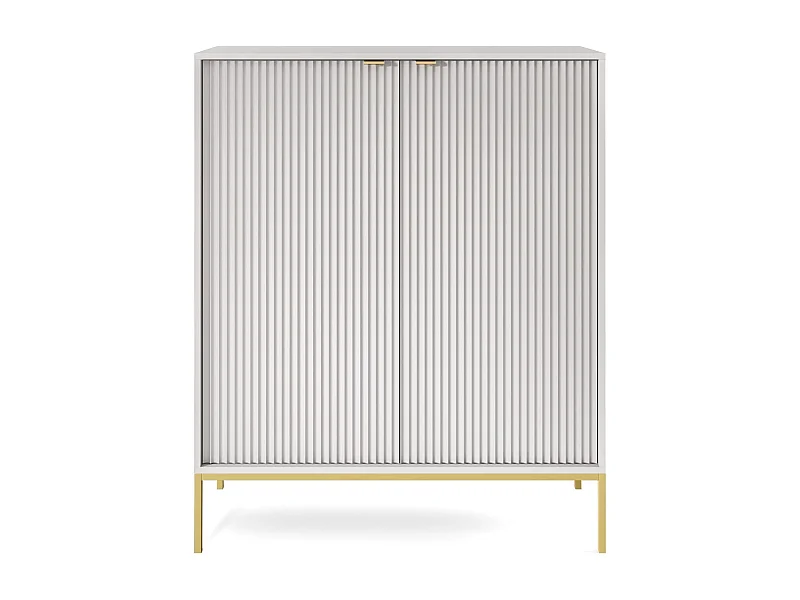 Ladekast: 2 deuren, grijs, goud, 104 x 125 x 39 cm, gouden handgrepen