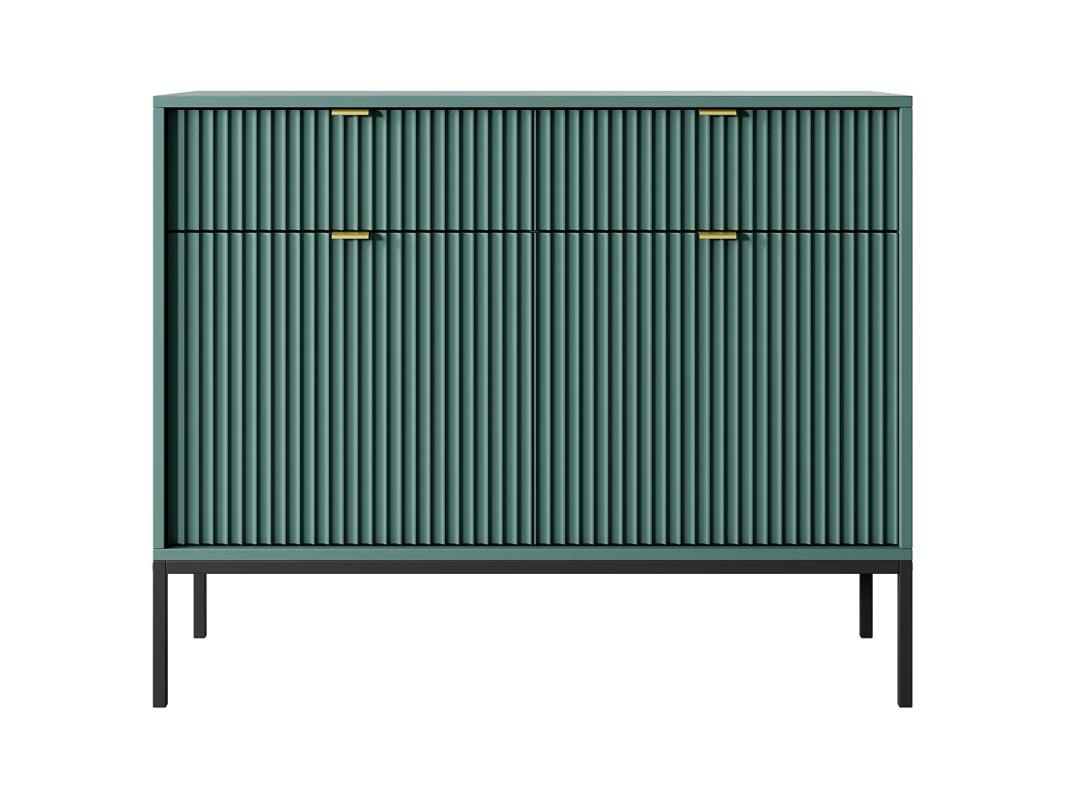 Ladekast: 2 lades, 2 deuren, labrador, goud, 104 x 83 x 39 cm, gouden handgrepen