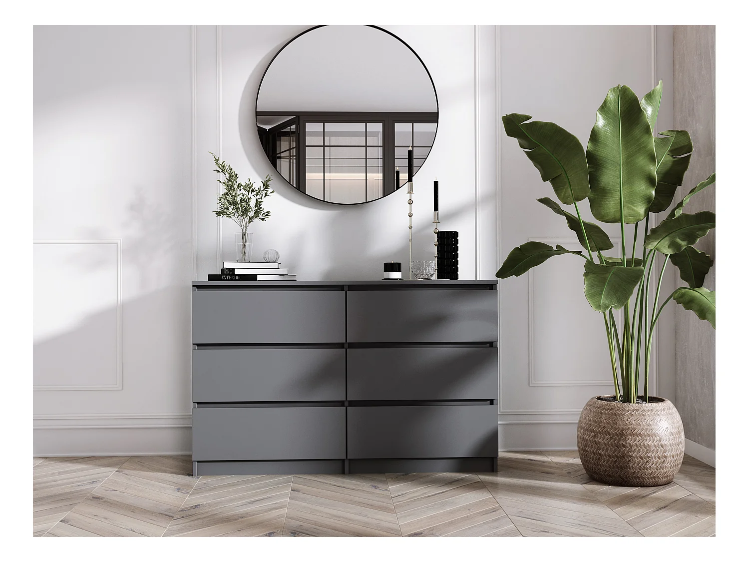 Cómoda con 6 cajones: antracita, 120 x 39 x 79 cm