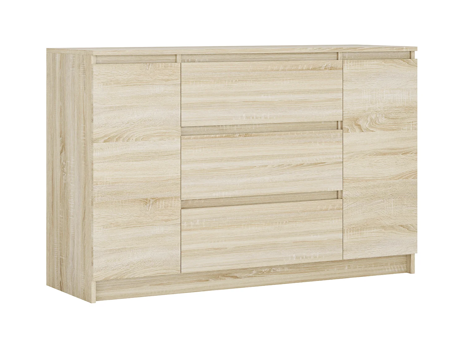 Cômoda: Carvalho Sonoma, 120 x 39 x 78 cm, 2 portas, 3 gavetas