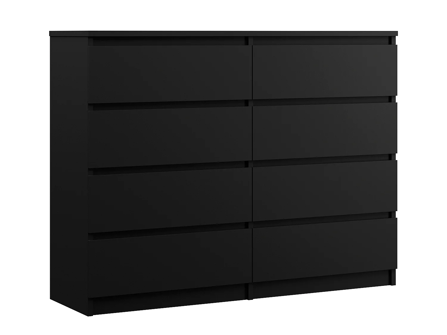 Commode 8 Tiroirs, Noir Mat, 120 x 39 x 101 cm